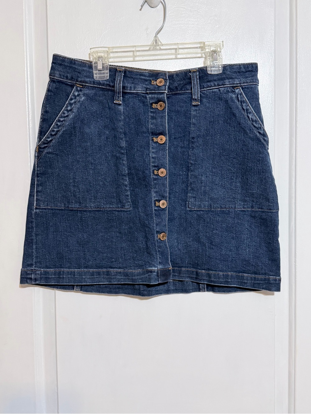 J crew Mercantile Sz 6 Dark Blue Denim Button-Front Mini Skirt western concert - Picture 2 of 5